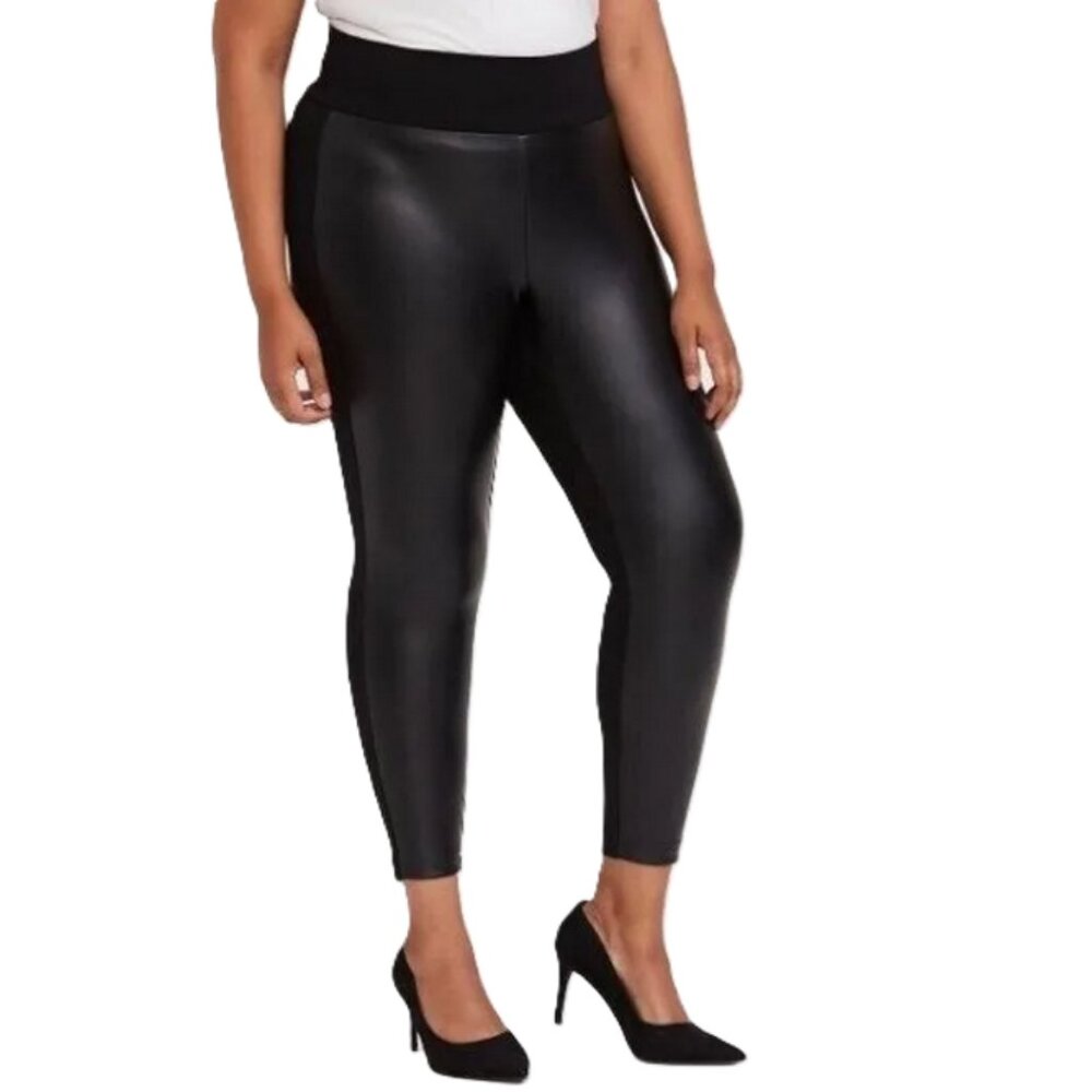 Torrid Black Vegan Leather Pixie Ponte Knit Pants size 3 NWOTS